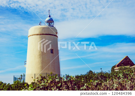 Carbonera lighthouse, Punta Mala, La Alcaidesa, Spain. Carbonera lighthouse, Punta Mala, La Alcaidesa, Spain. 120484396