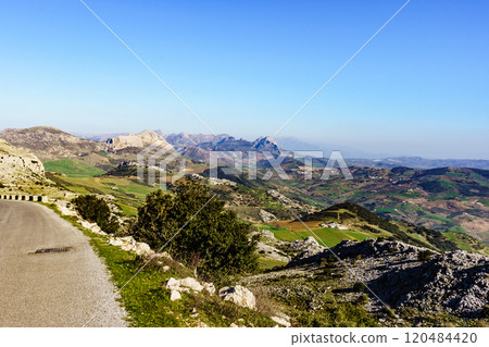Mountain landscape Torcal de Antequera, Spain 120484420