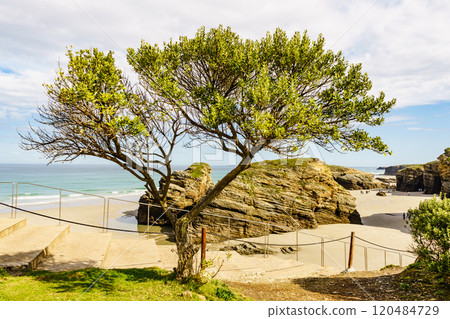 Ocean at low tide. Cathedrals Beach in Galicia Spain. Ocean at low tide. Cathedrals Beach in Galicia Spain. 120484729