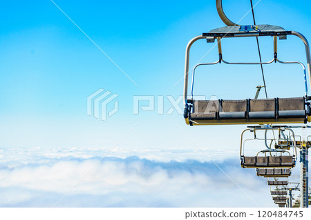 Chair lift in mountain, Serra da Estrela, Portugal Chair lift in mountain, Serra da Estrela, Portugal 120484745