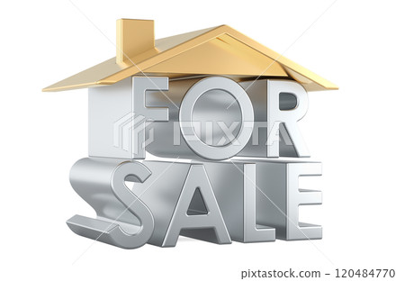 For SALE under House Roof. Real Estate, concept. 3D rendering 120484770