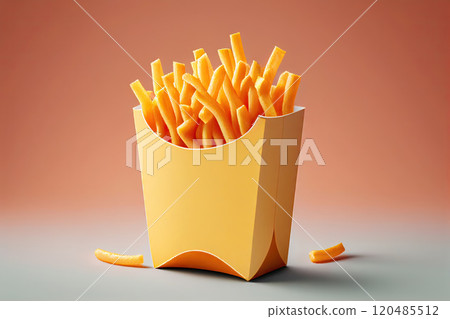 French fries in a paper bag. Generative AI 120485512