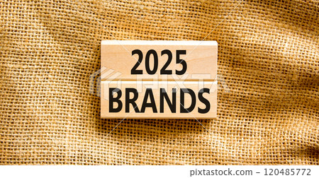 Planning 2025 brands new year symbol. Concept words 2025 Brands on beautiful wooden blocks. Beautiful canvas background. Business 2025 brands new year concept. Copy space. Planning 2025 brands new year symbol. Concept words 2025 Brands on beautiful wooden blocks. Beautiful canvas background. Business 2025 brands new year concept. Copy space. 120485772