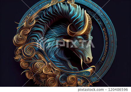 the signs of the zodiac - Capricorn, one of the twelve signs of the Zodiac: the head of a goat - Generative AI 120486596