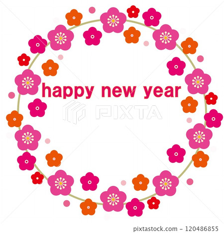 新年快樂梅花框新年快樂 新年快樂梅花框新年快樂 120486855