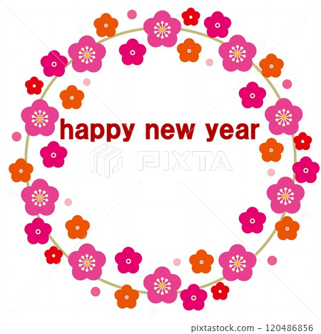 Happy New Year Plum Frame Happy New Year Plum Frame 120486856