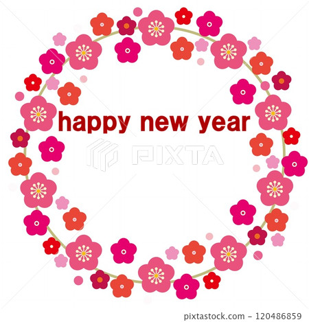新年快樂梅花框新年快樂 120486859