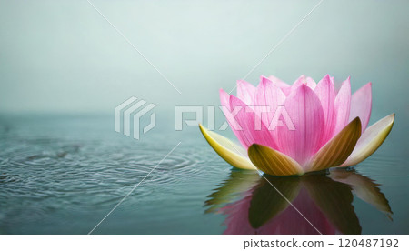 Silence prevails: Zen lotus in still water 120487192