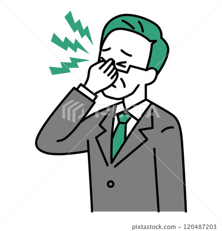 一名患有眼睛疲勞的西裝中年男子 120487203