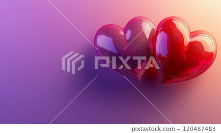Colorful red hearts symbolizing love and affection perfect for celebrating Valentine's Day. Card with empty space 120487483