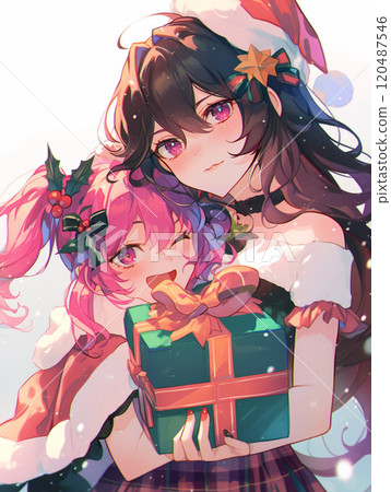 可愛的女孩和聖誕禮物 可愛的女孩和聖誕禮物 120487546