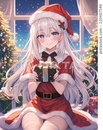 Cute girl with presents for Christmas 120487549