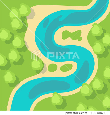 Game map template. River landscape top view Game map template. River landscape top view 120488712