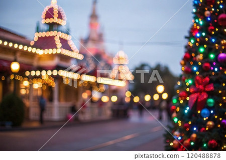 Vibrant Christmas Tree Lights in a Festive City Square with a Magical Holiday Atmosphere Vibrant Christmas Tree Lights in a Festive City Square with a Magical Holiday Atmosphere 120488878