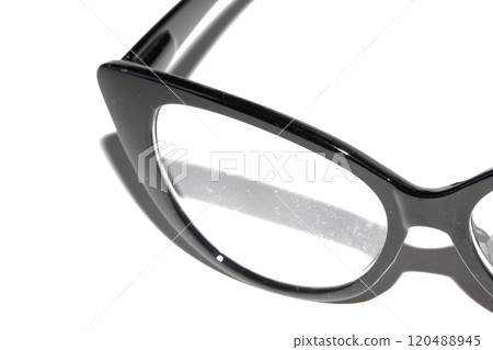 Close Up of Black Eye Glasses on White Background 120488945