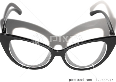 Close Up of Black Eye Glasses on White Background 120488947