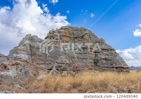 Queen of Isalo Rock Formation Under Dramatic Sky at Isalo National Park. 120489340