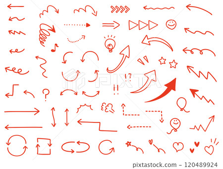 Cute hand drawn arrows and doodle illustrations set 120489924