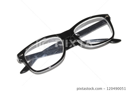 Close Up of Black Eye Glasses on White Background 120490051