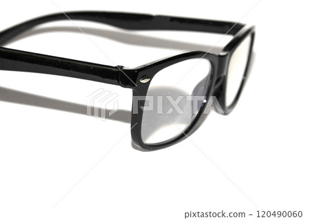 Close Up of Black Eye Glasses on White Background Close Up of Black Eye Glasses on White Background 120490060