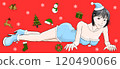 Girl lying on the floor in sexy Santa Claus cosplay 110 120490066