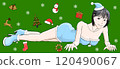 Girl 109 lying on the floor in a sexy Santa Claus costume 120490067