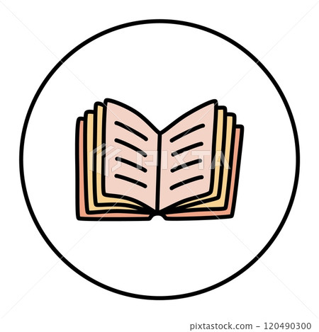 Doodle book icon hand drawn in minimalistic style. Knowledge symbol Doodle book icon hand drawn in minimalistic style. Knowledge symbol 120490300