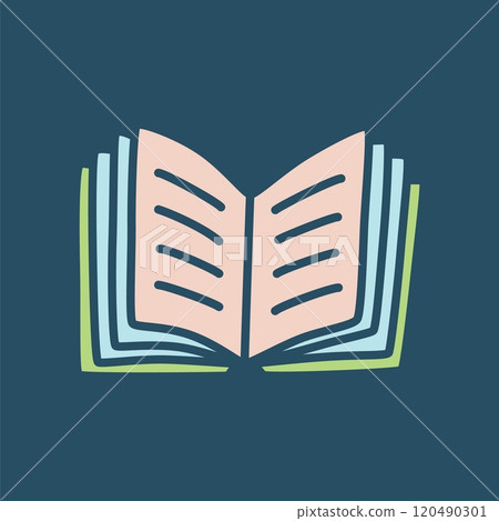 Doodle book icon hand drawn in minimalistic style. Knowledge symbol Doodle book icon hand drawn in minimalistic style. Knowledge symbol 120490301