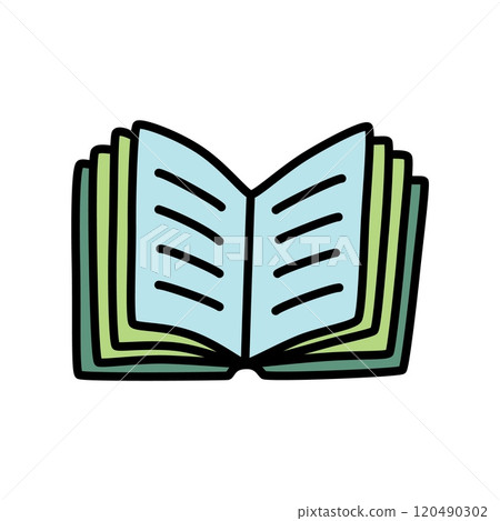 Doodle book icon hand drawn in minimalistic style. Knowledge symbol Doodle book icon hand drawn in minimalistic style. Knowledge symbol 120490302