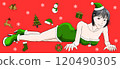 Girl lying on the floor in sexy Santa Claus cosplay 112 120490305