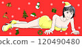 Girl lying on the floor in sexy Santa Claus cosplay 114 120490480