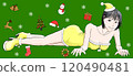 Girl lying on the floor in sexy Santa Claus cosplay 113 120490481