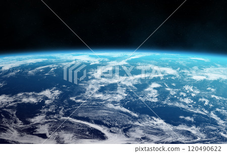 Panoramic view of the Earth. Space banner template. 120490622