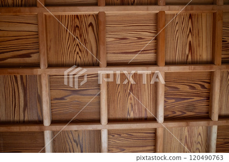 Japanese-style room with coffered ceiling Japanese-style room with coffered ceiling 120490763