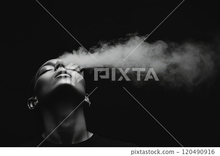 Ethereal White Smoke Over Dark Background 120490916