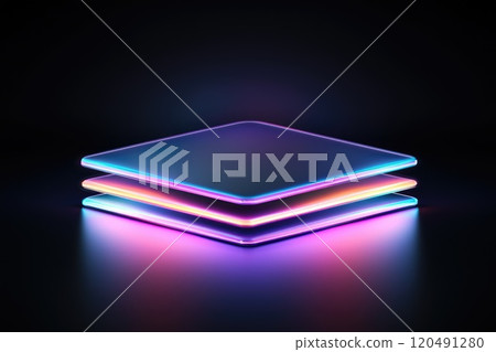 Neon Overlapping Squares in Purple and Turquoise 120491280