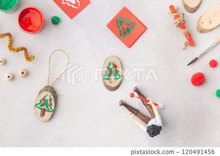 Christmas toys painted peaces of wood kids craft ideas for kindergarten Christmas toys painted peaces of wood kids craft ideas for kindergarten 120491456