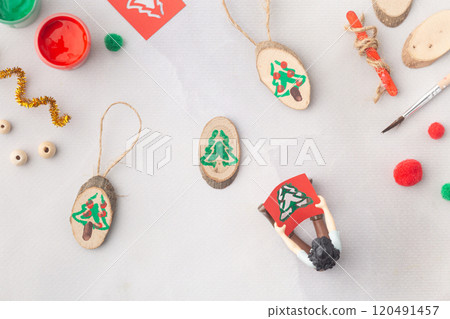 Christmas toys painted peaces of wood kids craft ideas for kindergarten 120491457