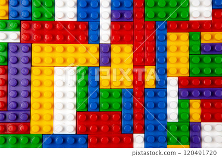 Abstract background texture of colored constructor blocks 120491720
