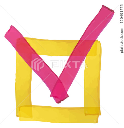 Highlighter checkmark. Color marker stroke check doodle Highlighter checkmark. Color marker stroke check doodle 120491753