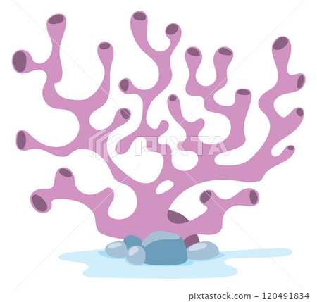 Pink coral branch cartoon icon. Underwater flora and fauna Pink coral branch cartoon icon. Underwater flora and fauna 120491834