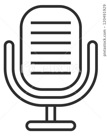Microphone line icon. Audio record tool. Sound device Microphone line icon. Audio record tool. Sound device 120491929