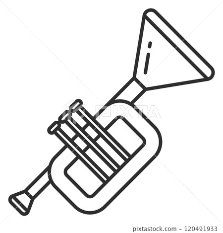 Trumpet line icon. Brass instrument. Music orchestra 120491933