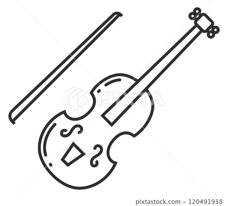 Violin line icon. Classic orchestra music instrument 120491938