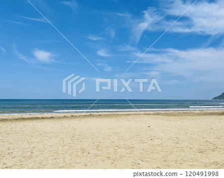 Rocky beach and crystal turquoise water of Ionian Sea in Albania. 120491998