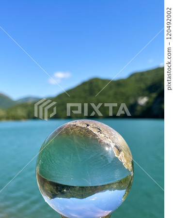 Peaceful landscape view of lake in Mat, Albania 120492002