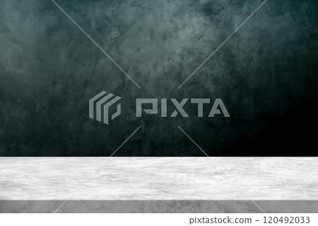 Concrete Table with tidewater green ombre concrete wall background Concrete Table with tidewater green ombre concrete wall background 120492033