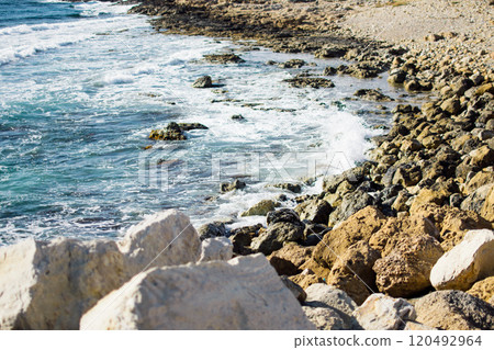 the coast of the sea near Paphos, Cyprus 120492964