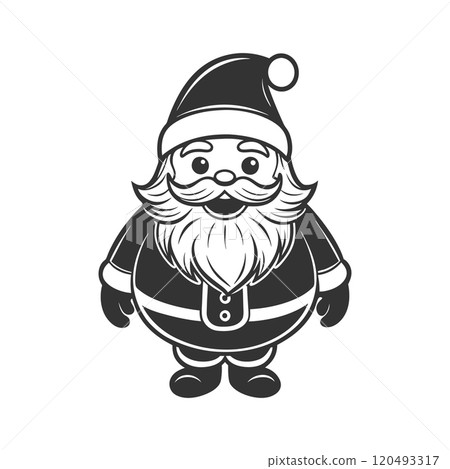 Cute Santa Claus Silhouette. Black and White Design. Christmas Holiday Design Template. Illustration 120493317