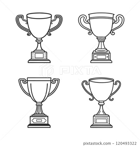 Trophy cup icon set. Outline illustration of winner cups. Sketch Trophy cup icon set. Outline illustration of winner cups. Sketch 120493322